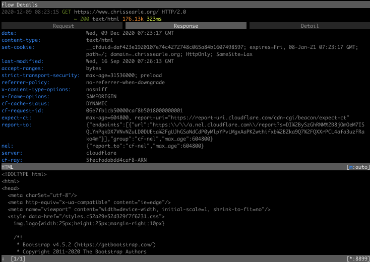 mitmproxy curl response